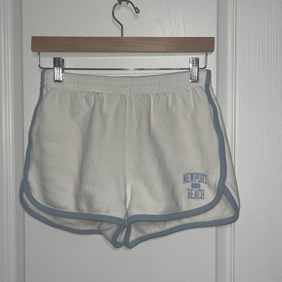 BRANDY MELVILLE JOHN GALT Newport Beach Terry Cotton White Short Blue Contrast - Picture 2 of 7